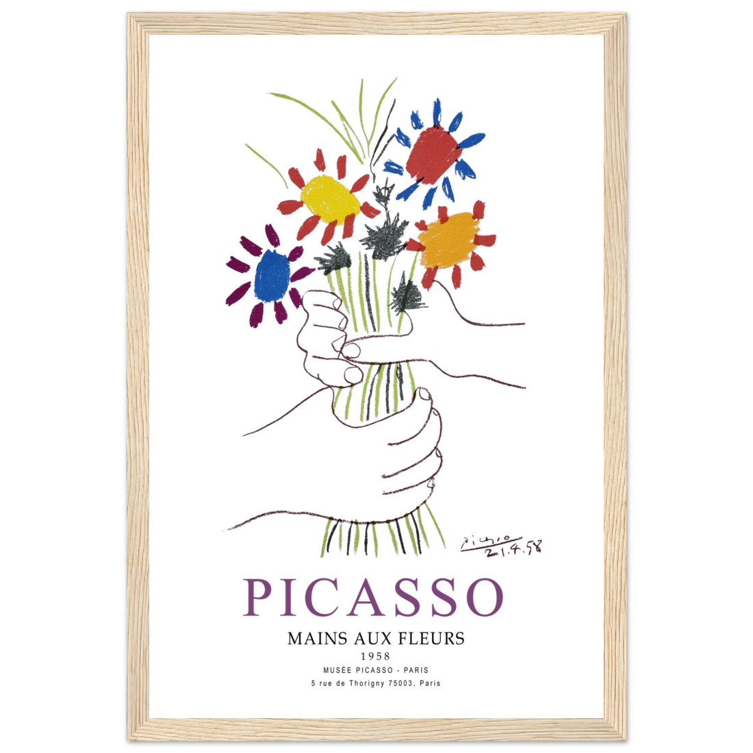 Pablo Picasso Hands with Flowers 1958 Artwork Poster-12