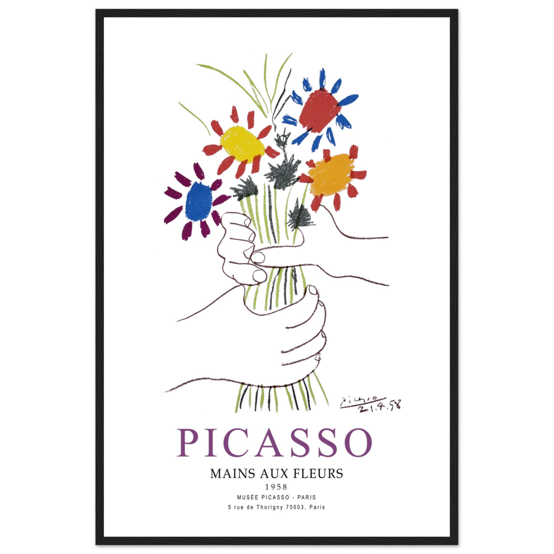 Pablo Picasso Hands with Flowers 1958 Artwork Poster-14