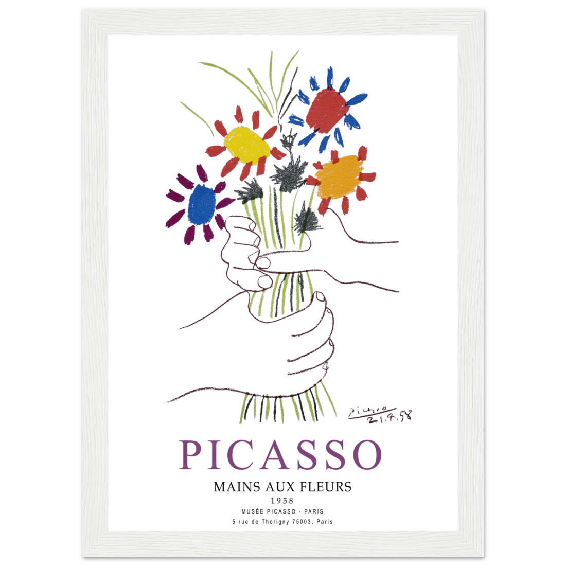 Pablo Picasso Hands with Flowers 1958 Artwork Poster-15