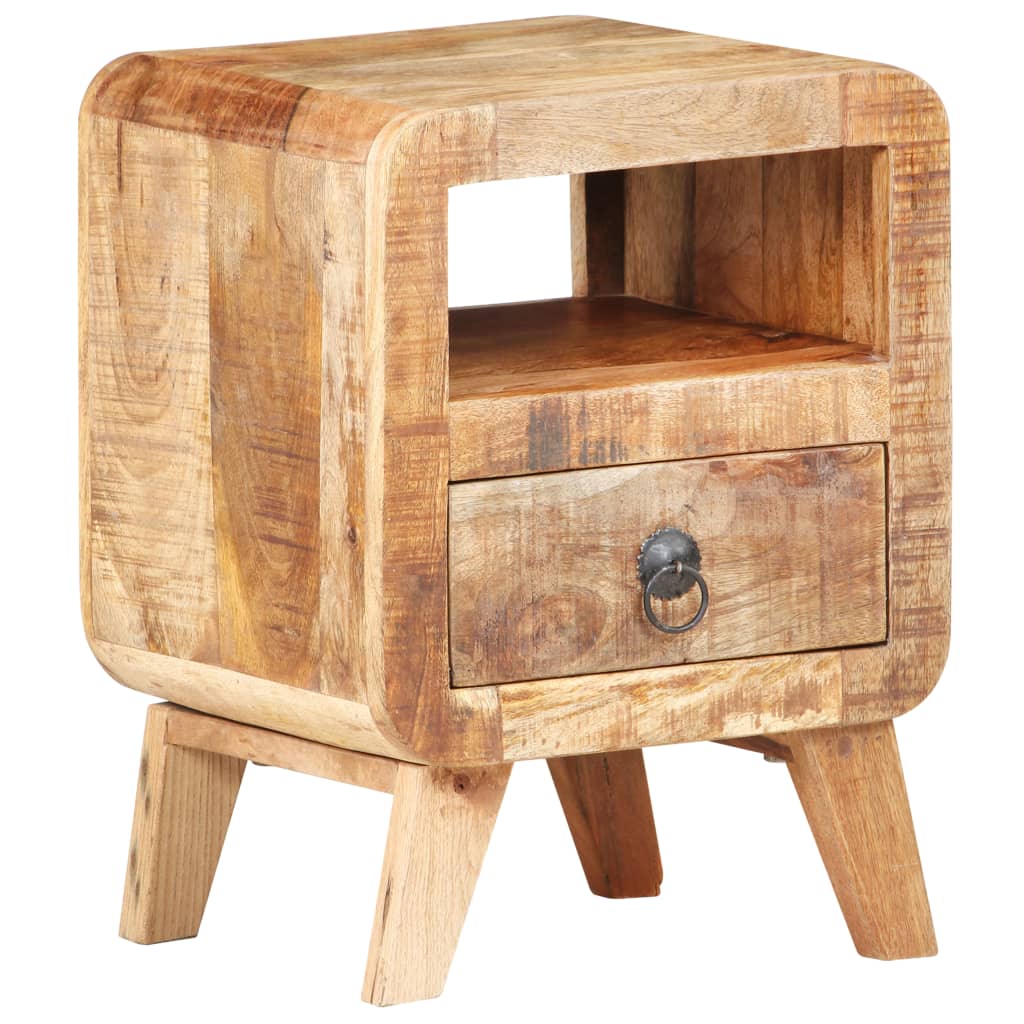 vidaXL Bedside Cabinet 11.8"x11.8"x16.1" Rough Mango Wood-0