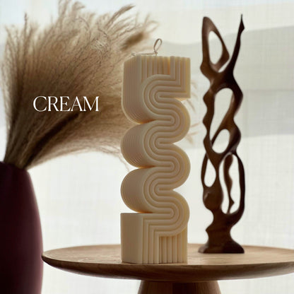 Huge Aesthetic Ribbed Pillar Candle-2