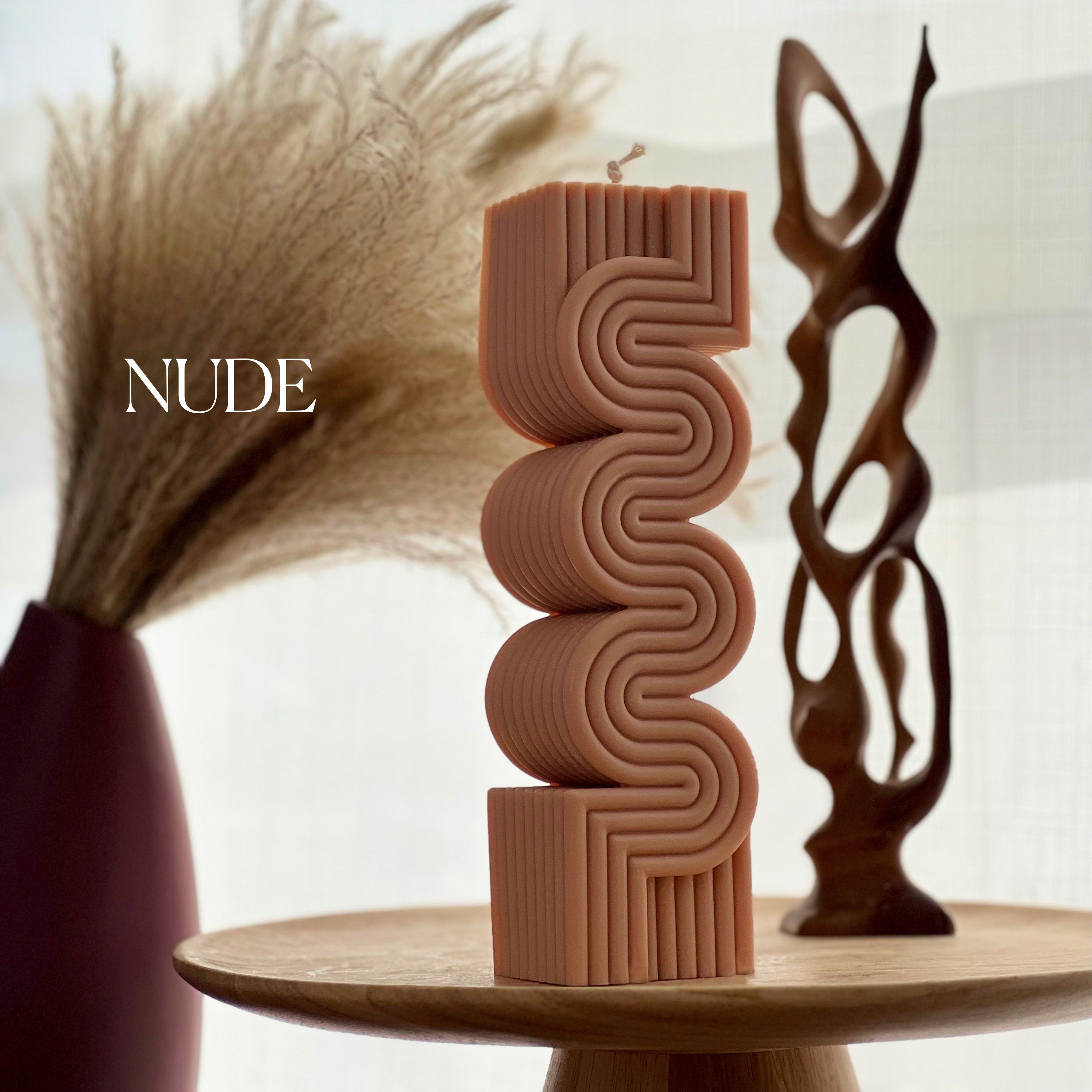 Huge Aesthetic Ribbed Pillar Candle-1