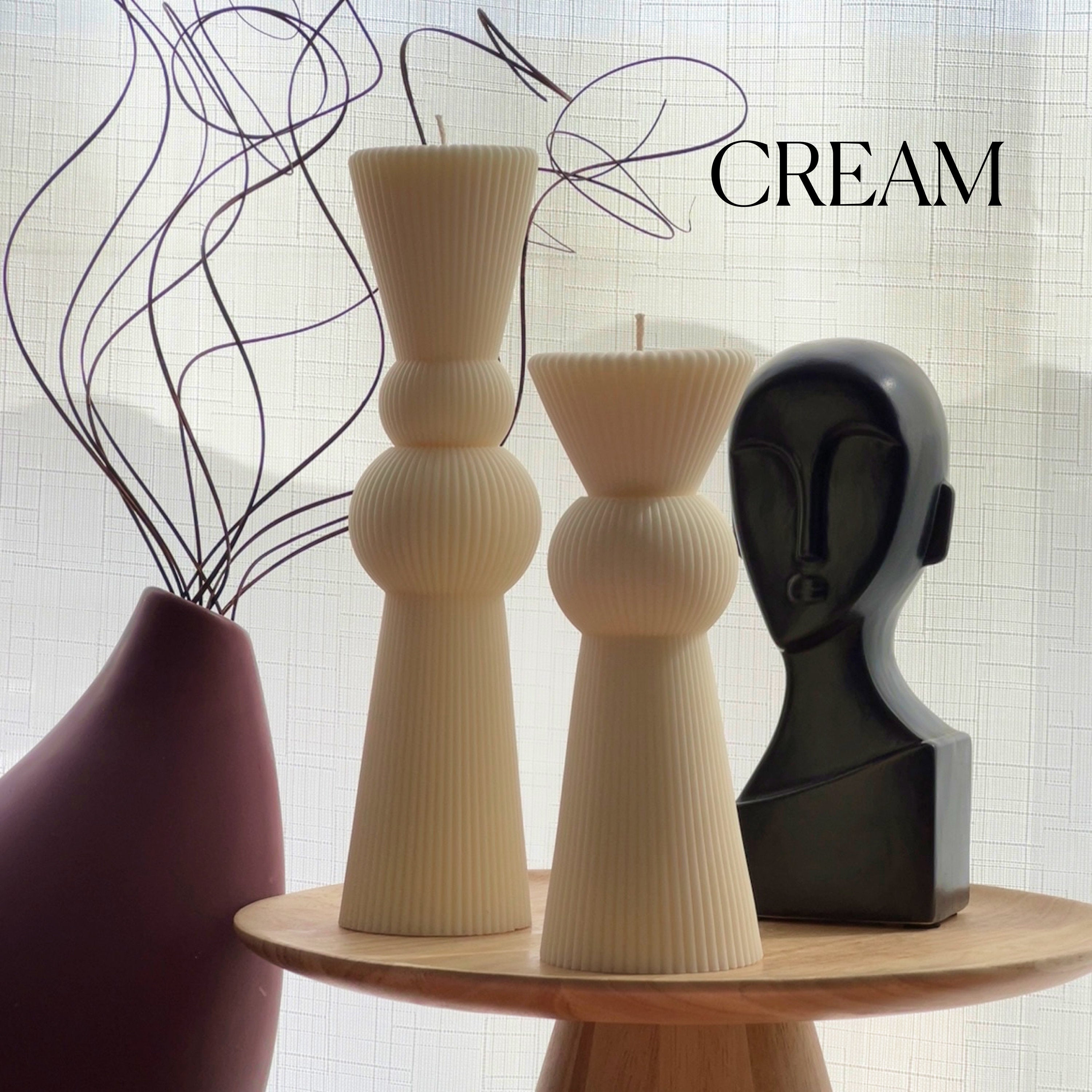 Chess Figure Ribbed Pillar Candle Set-2