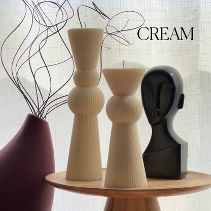 Chess Figure Ribbed Pillar Candle Set-2