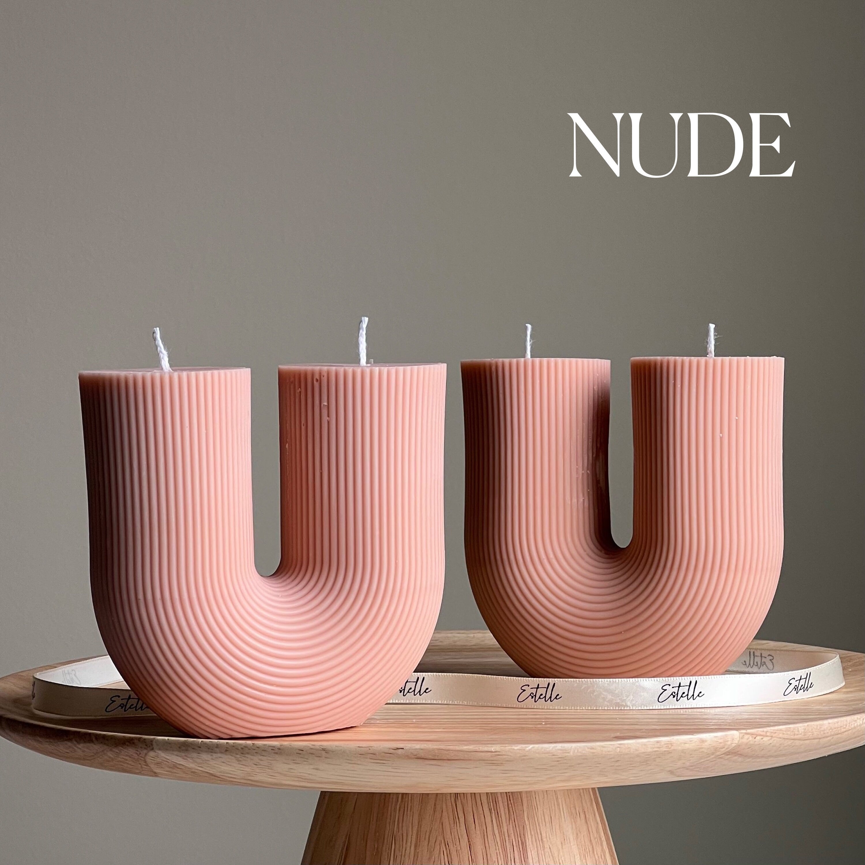 Large Ribbed U Shaped Candle-1