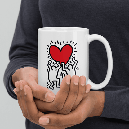 Men Holding Heart Icon, Street Art Mug-9