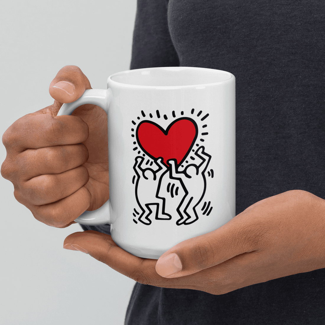 Men Holding Heart Icon, Street Art Mug-8