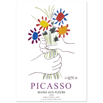 Pablo Picasso Hands with Flowers 1958 Artwork Poster-5