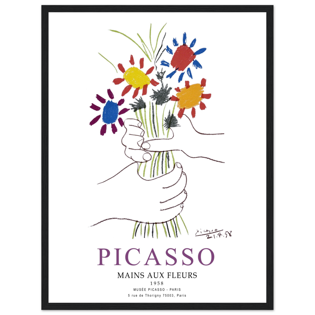 Pablo Picasso Hands with Flowers 1958 Artwork Poster-9