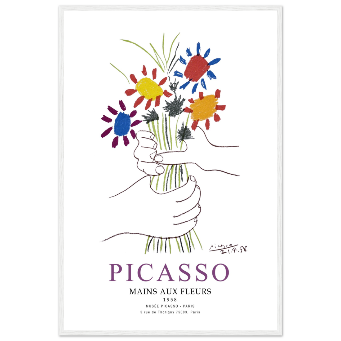 Pablo Picasso Hands with Flowers 1958 Artwork Poster-18