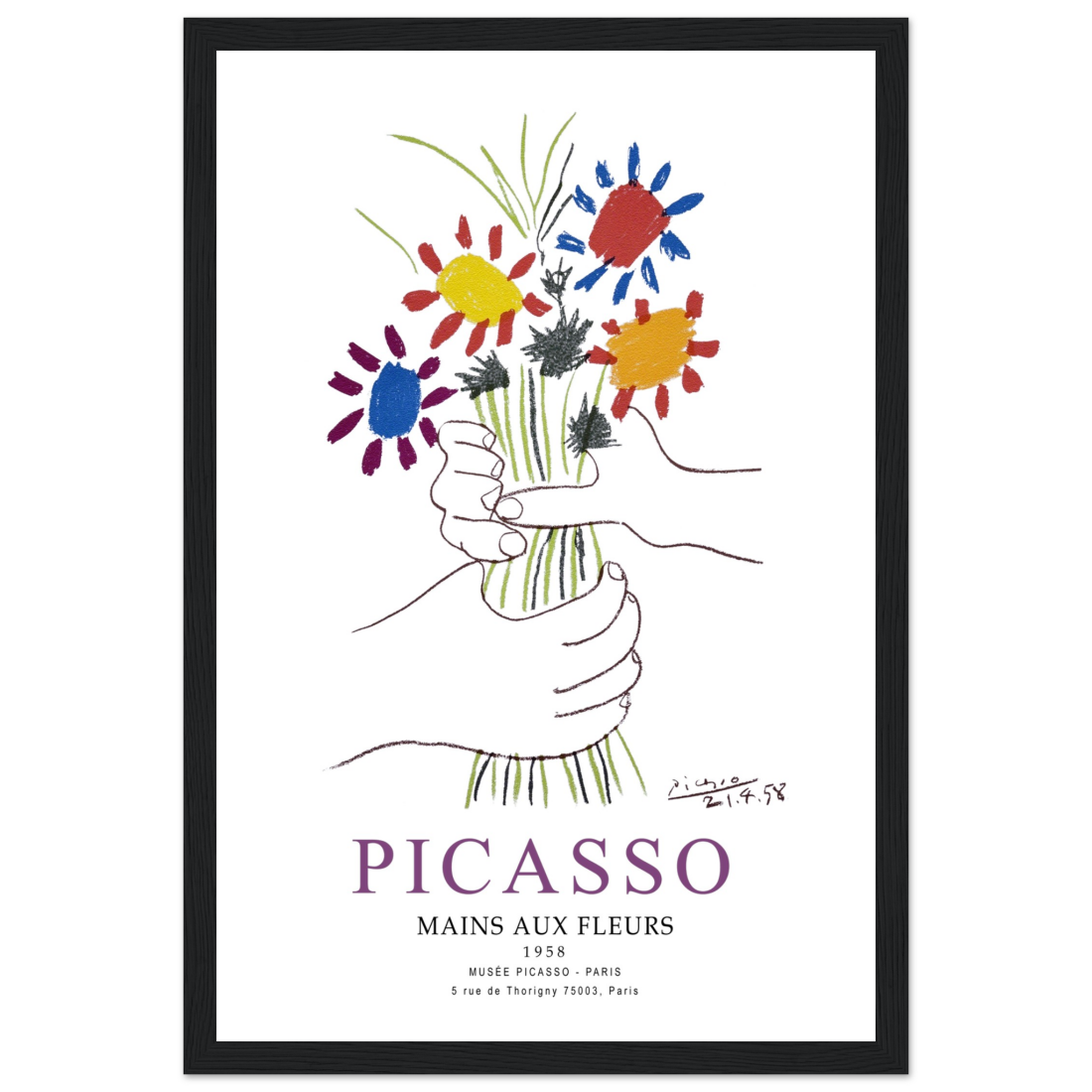 Pablo Picasso Hands with Flowers 1958 Artwork Poster-8