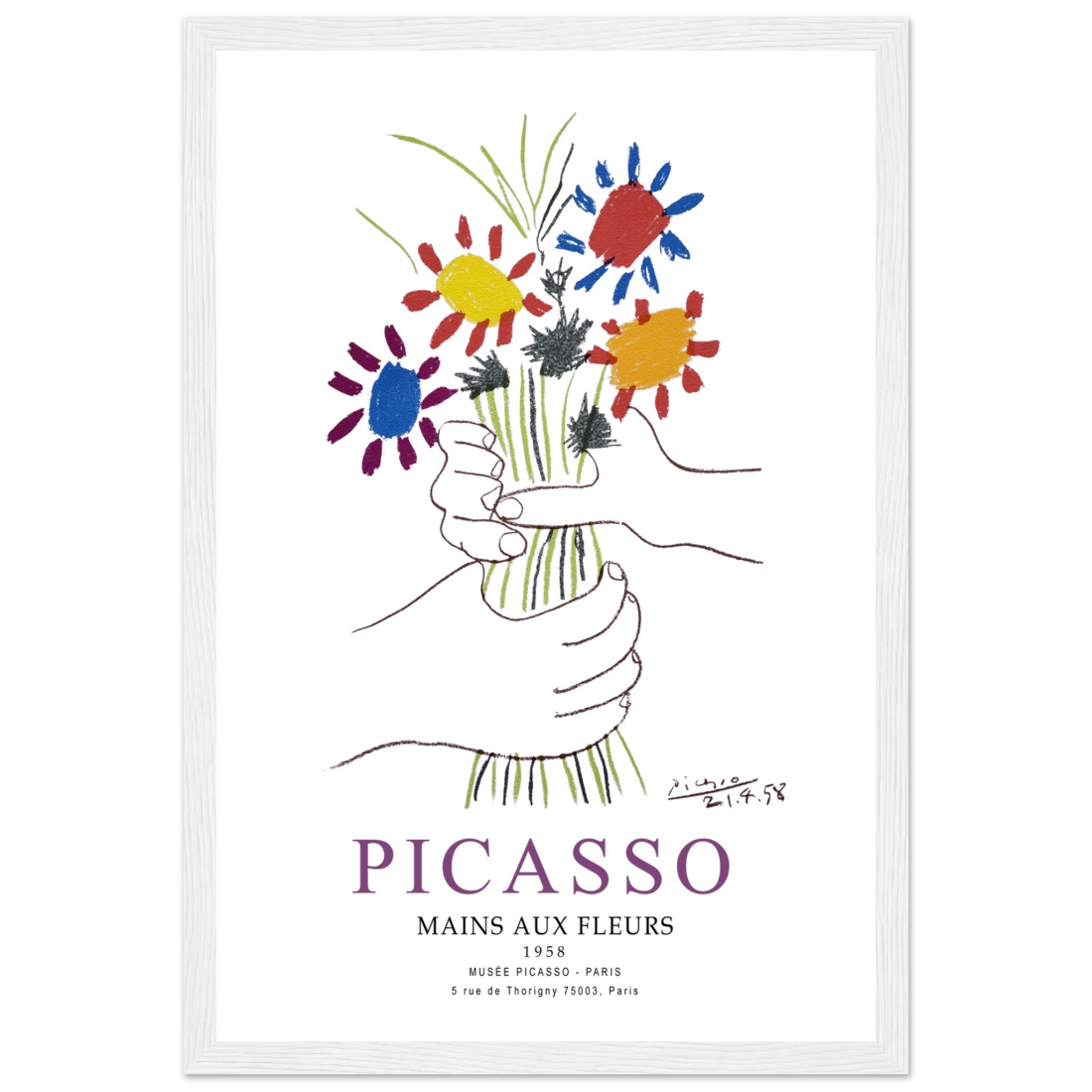 Pablo Picasso Hands with Flowers 1958 Artwork Poster-16