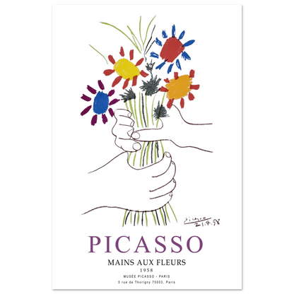 Pablo Picasso Hands with Flowers 1958 Artwork Poster-6