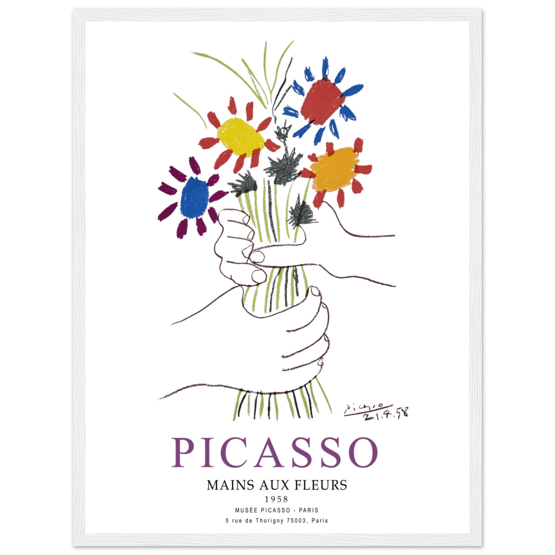 Pablo Picasso Hands with Flowers 1958 Artwork Poster-17