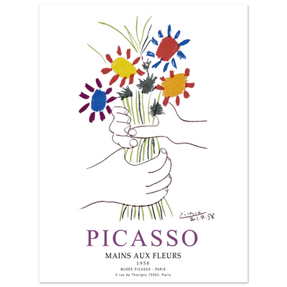 Pablo Picasso Hands with Flowers 1958 Artwork Poster-4