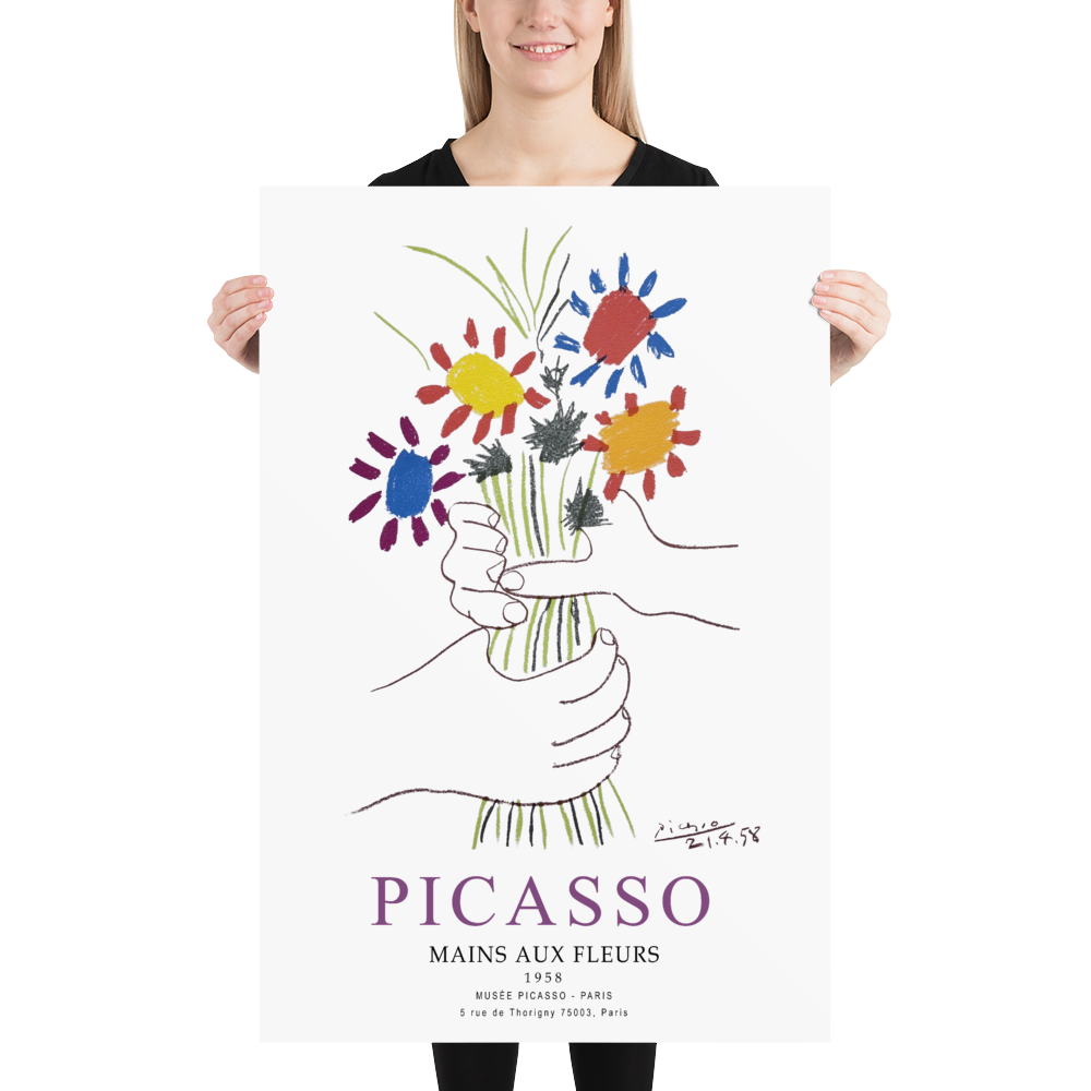 Pablo Picasso Hands with Flowers 1958 Artwork Poster-2