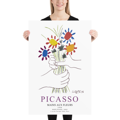 Pablo Picasso Hands with Flowers 1958 Artwork Poster-2